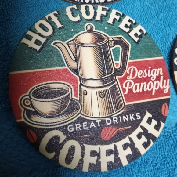 Coffee Coasters Set Of 6- Red, Green, Black - Picture 6 of 8